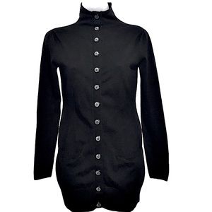 Y2K GUESS Mock Neck Pocket Front Button Up Cardigan Jacket Black Medium Sporty